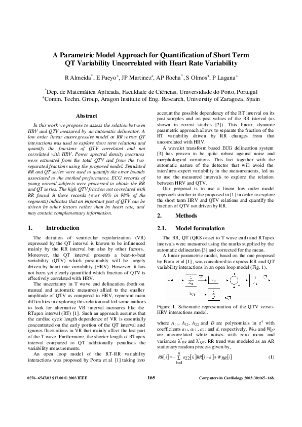 (PDF) A parametric model approach for quantification of short term QT ...