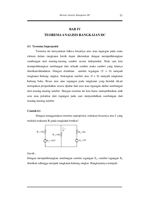 Pdf Metode Analisis Rangkaian Dc Bab Iv Teorema Analisis Rangkaian Dc Ogami Rei Academia Edu