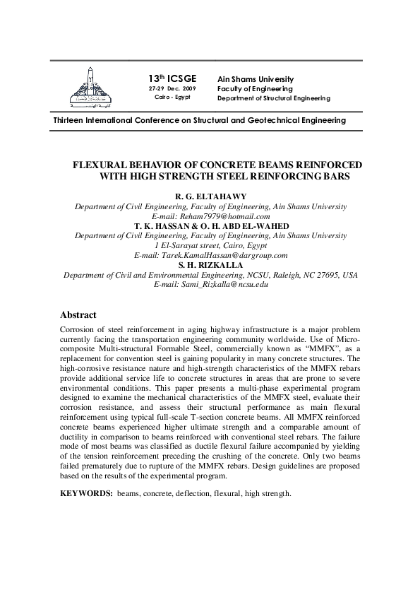 (PDF) FLEXURAL BEHAVIOR OF CONCRETE BEAMS REINFORCED WITH HIGH STRENGTH ...