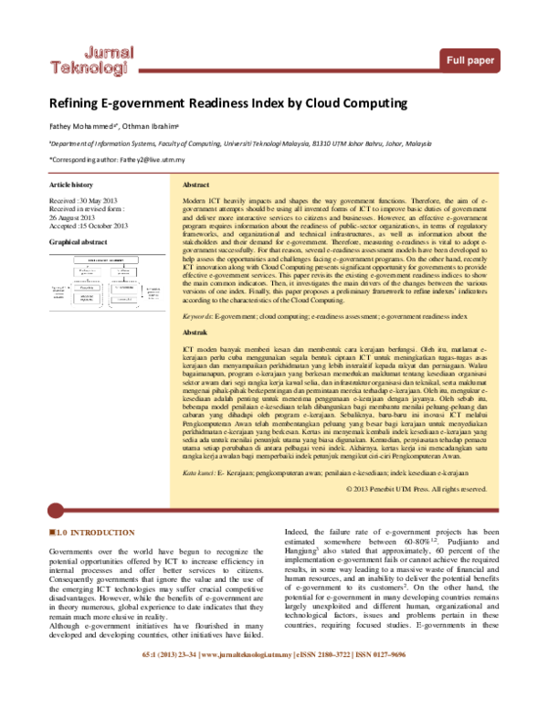 (PDF) Refining Egovernment Readiness Index by Cloud Computing Fathey