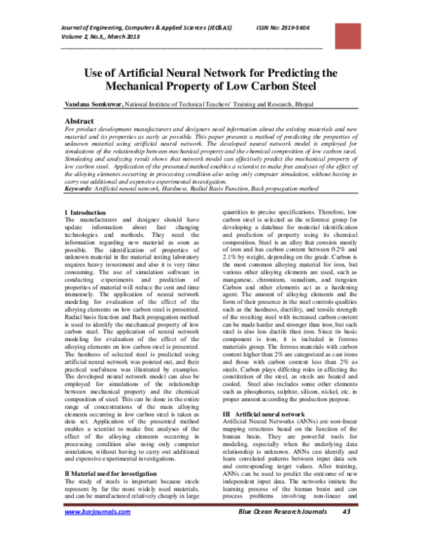 (PDF) Use of Artificial Neural Network for Predicting the Mechanical ...