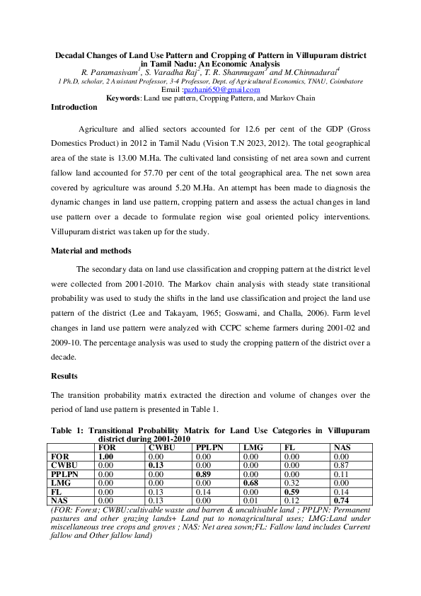 (PDF) Decadal Changes of Land Use Pattern and Cropping of Pattern in
