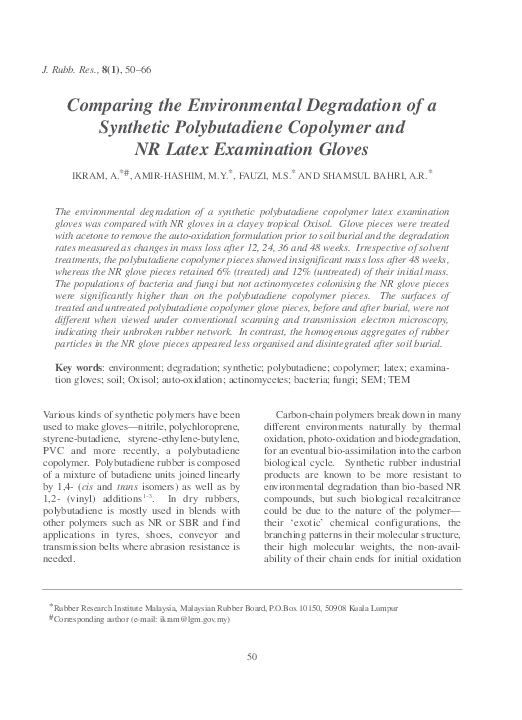 (PDF) Comparing the Environmental Degradation of a Synthetic