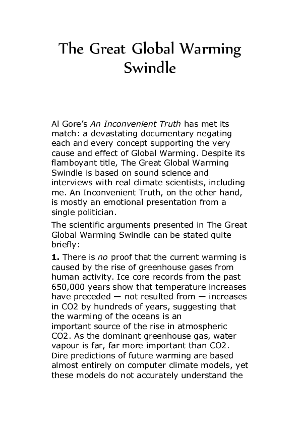 What are the arguments of the author of the great global warming swindle picture