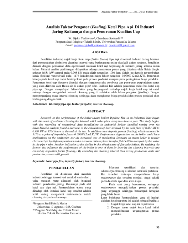 pdf analisis faktor pengotor fouling ketel pipa api di industri