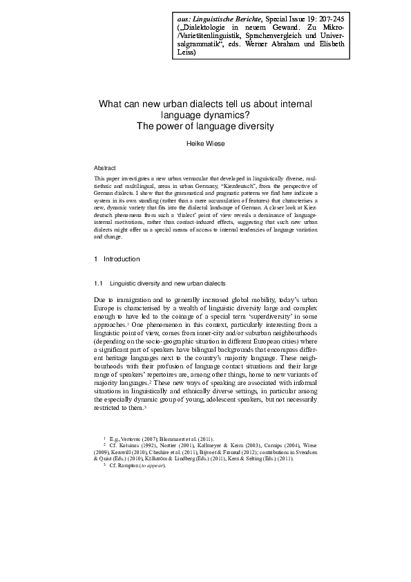 (PDF) What can new urban dialects tell us about internal language ...
