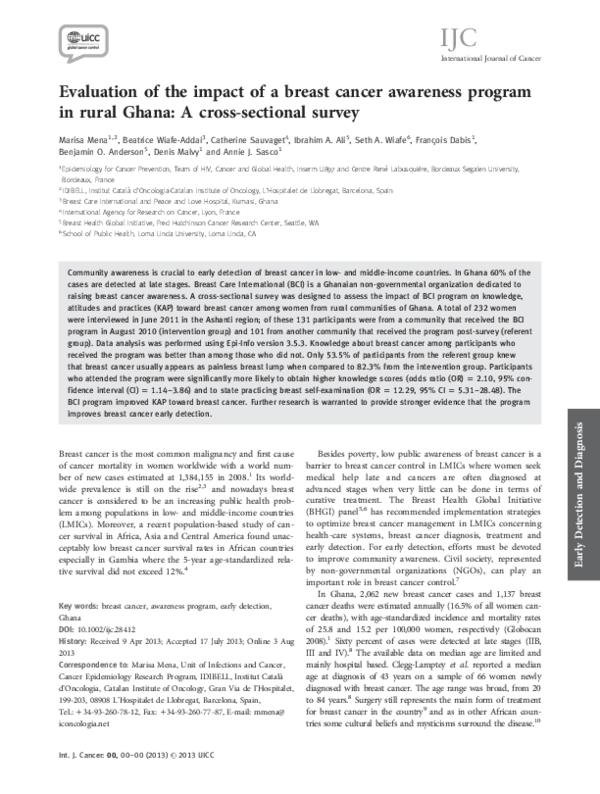 (PDF) Evaluation of the impact of a breast cancer awareness program in ...