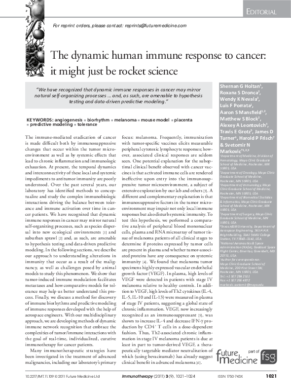 (PDF) The dynamic human immune response to cancer: it might just be ...
