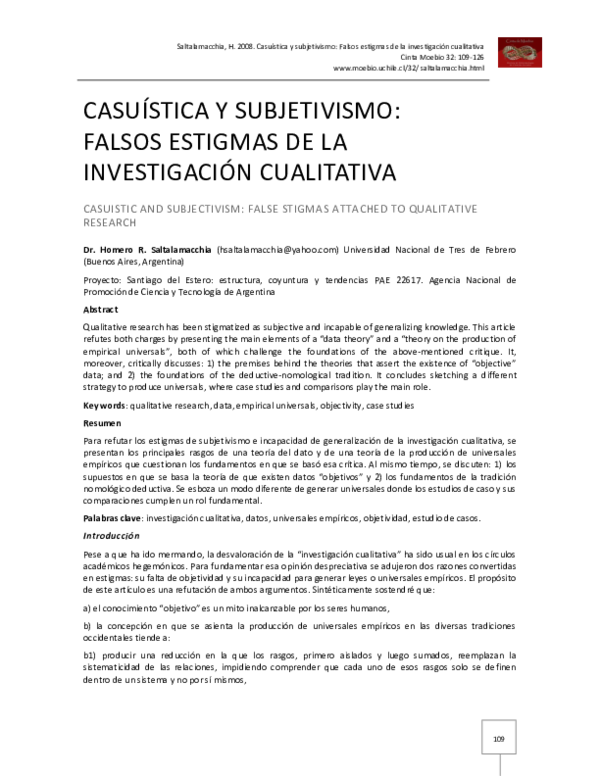 (PDF) CASUÍSTICA Y SUBJETIVISMO: FALSOS ESTIGMAS DE LA INVESTIGACIÓN ...