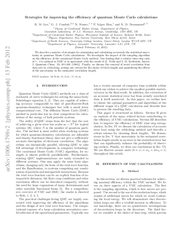 (PDF) Strategies for improving the efficiency of quantum Monte Carlo ...