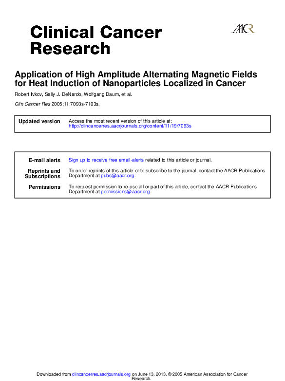 (PDF) Application of high amplitude alternating magnetic fields