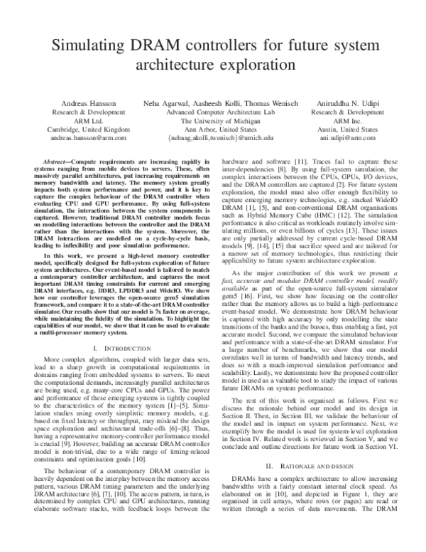 (PDF) Simulating DRAM controllers for future system architecture ...