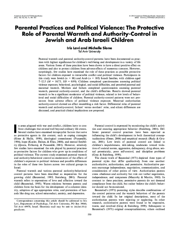 (PDF) Parental Practices and Political Violence: The Protective Role of ...