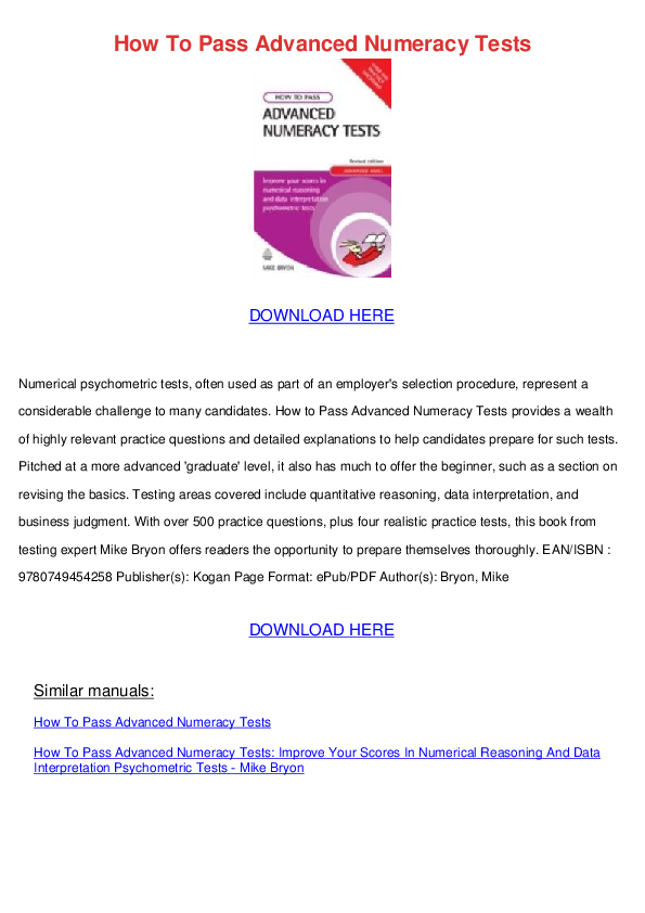 How To Pass Numerical Reasoning Tests Pdf