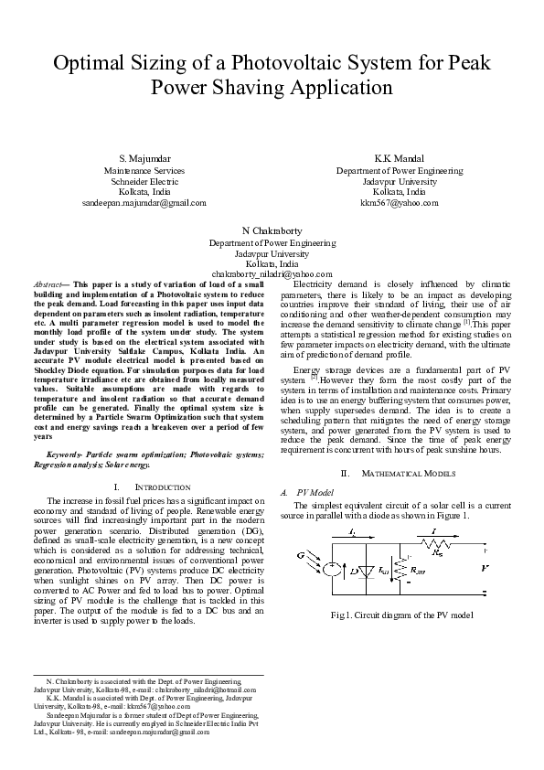 (PDF) Optimal Sizing of a Photovoltaic System for Peak Power Shaving ...