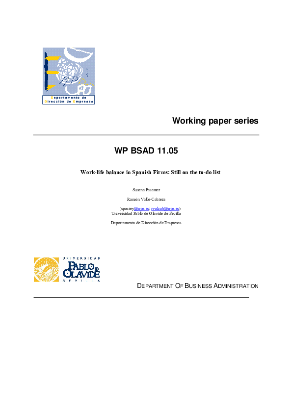(PDF) Work-life balance in Spanish Firms: Still on the to-do list
