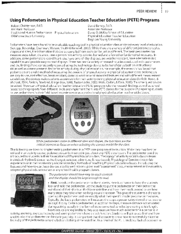 (PDF) Using Pedometers in Physical Education Teacher Education (PETE ...
