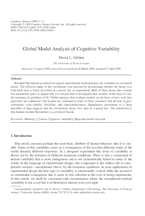 (PDF) Global Model Analysis of Cognitive Variability