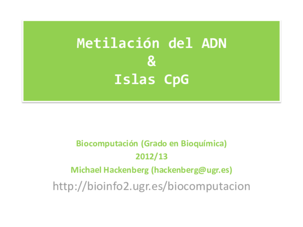 (PDF) Metilación del ADN & Islas CpG
