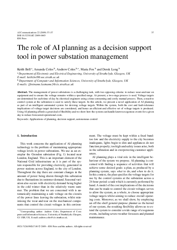 (PDF) The role of AI planning as a decision support tool in power ...