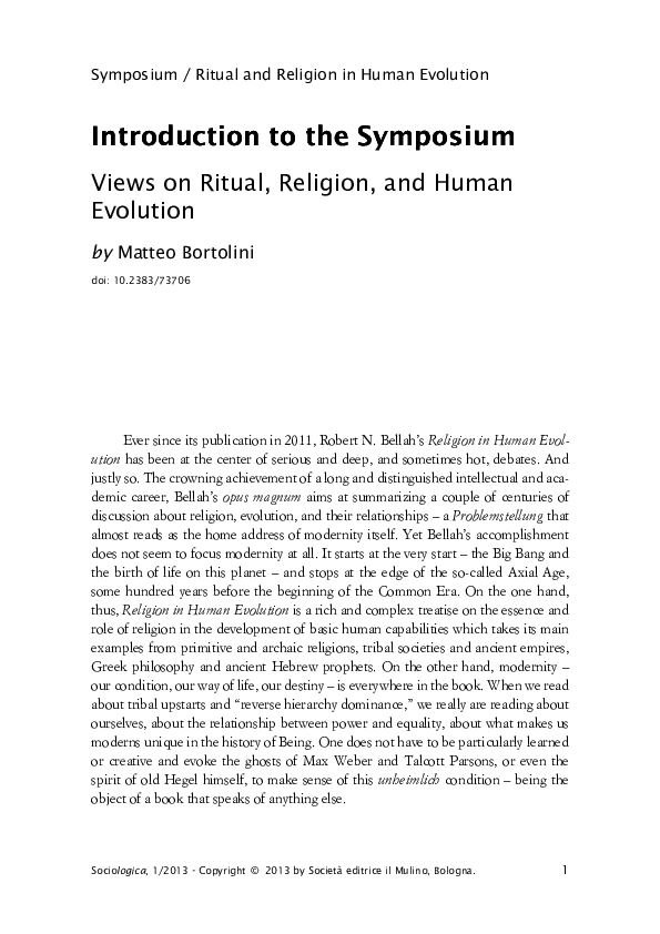 (PDF) Introduction to the Symposium. Views on Ritual, Religion, and ...