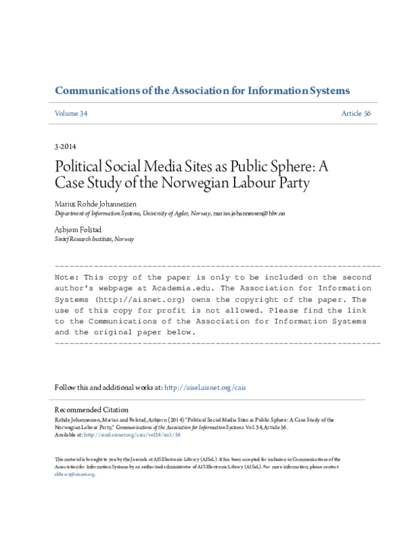 (PDF) Political Social Media Sites as Public Sphere: A Case Study of ...