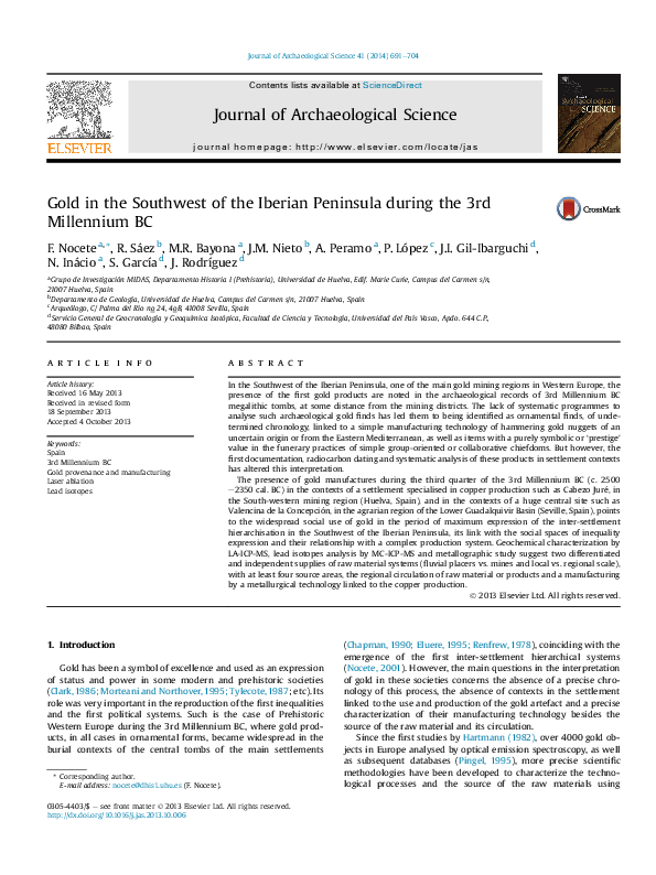 (PDF) Gold in the Southwest of the Iberian Peninsula during the 3rd ...