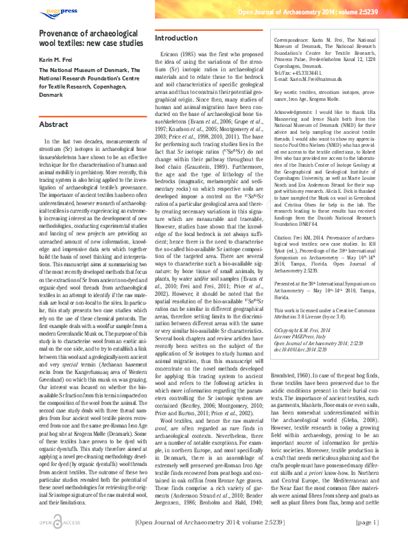 (PDF) Open Journal of Archaeometry 2014; volume 2:5239 Provenance of ...