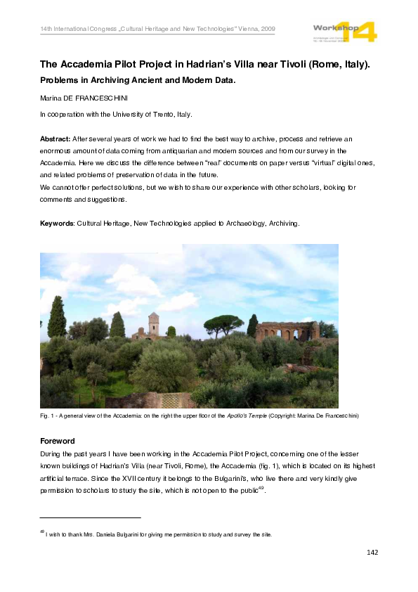 (PDF) The Accademia Pilot Project in Hadrian’s Villa near Tivoli (Rome ...