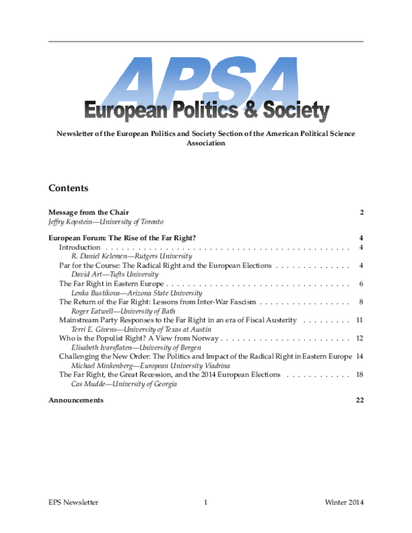 (PDF) Far Right in Eastern Europe - European Forum: The Rise of the Far ...