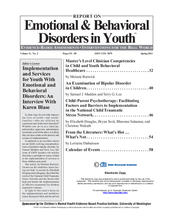 (PDF) Master’s Level Clinician Competencies in Child and Youth