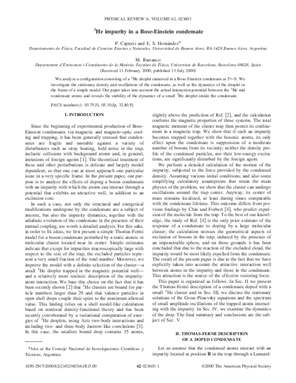 (PDF) 3He impurity in a Bose-Einstein condensate