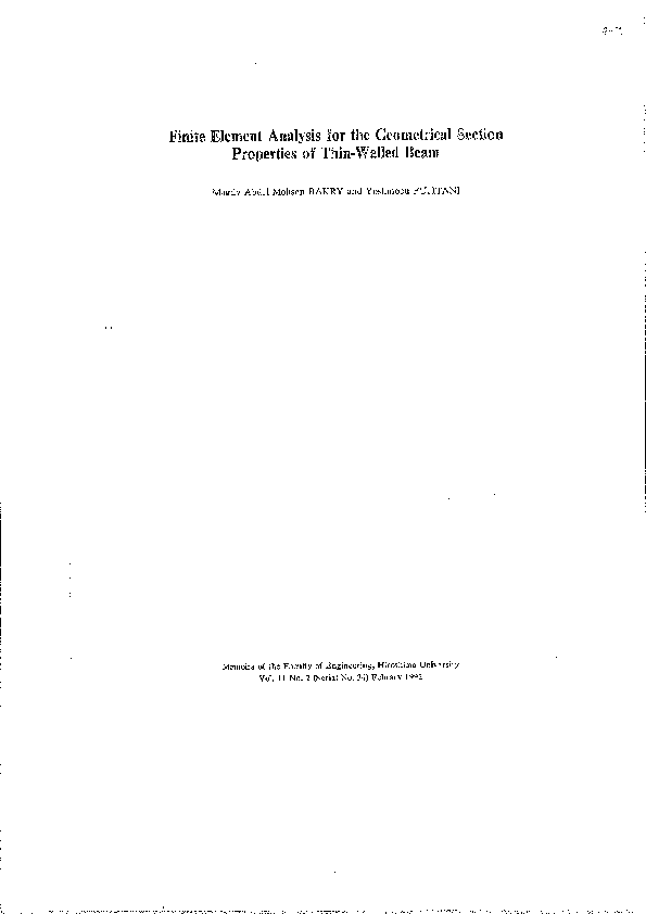 finite element analysis for the geometrical section properties of thin ...