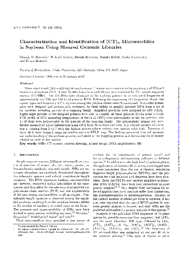 (PDF) Characterization and Identification of (CT)n Microsatellites in ...