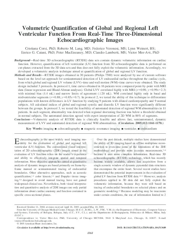 (PDF) Volumetric Quantification of Global and Regional Left Ventricular ...