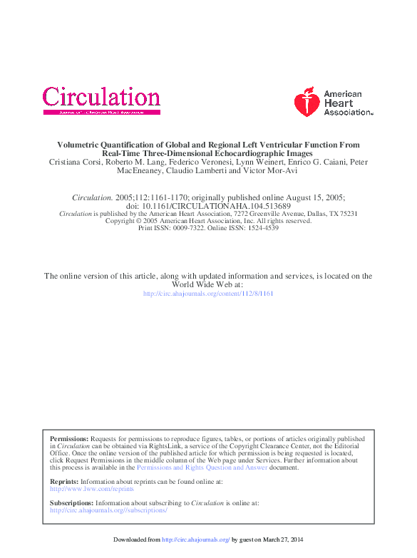 (PDF) Volumetric Quantification of Global and Regional Left Ventricular ...