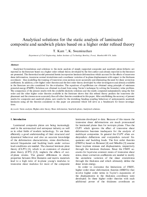 (PDF) Analytical solutions for the static analysis of laminated