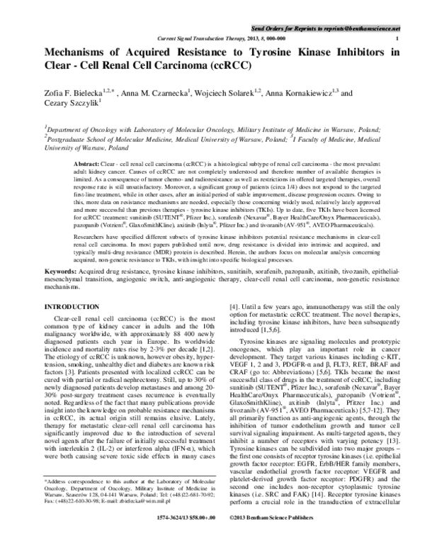 (PDF) Mechanisms of Acquired Resistance to Tyrosine Kinase Inhibitors ...