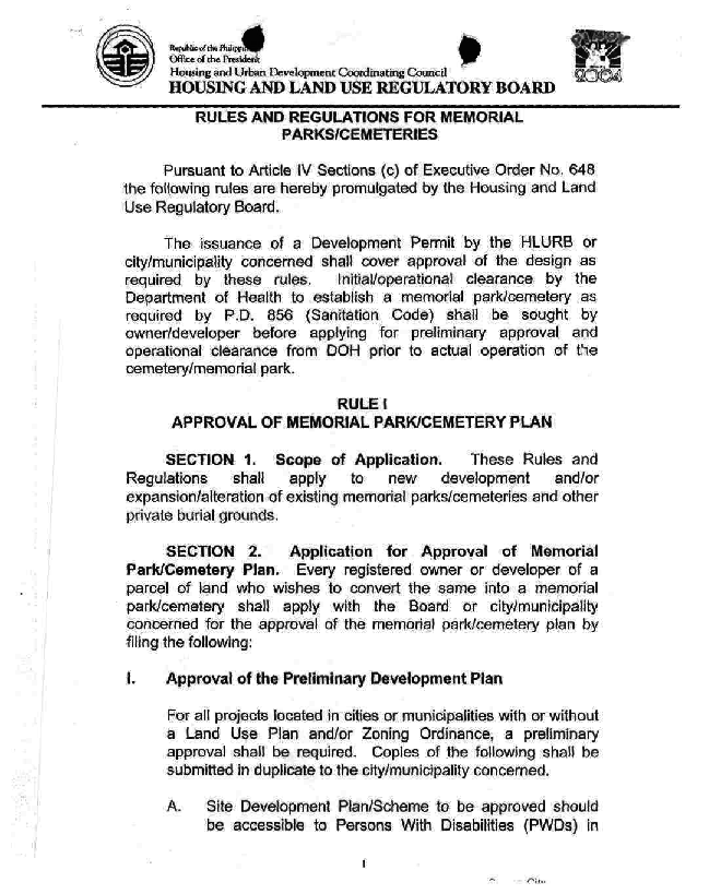 (PDF) RULES AND REGULATIONS FOR MEMORIAL PARKS/CEMETERIES noriel