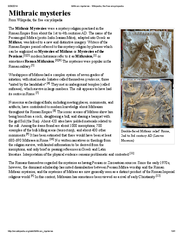 (PDF) Mithraism and Christianity