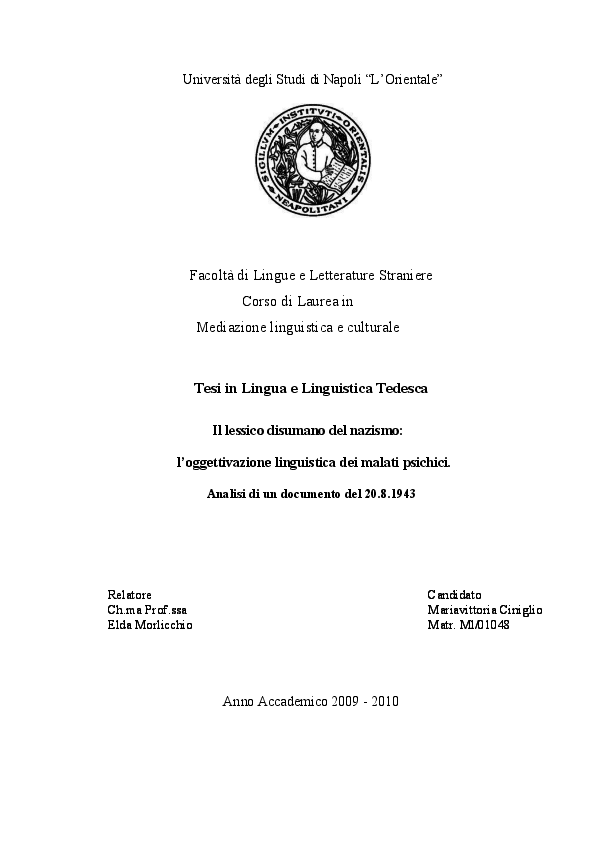 Facoltà Di Mediazione Linguistica E Culturale Materie