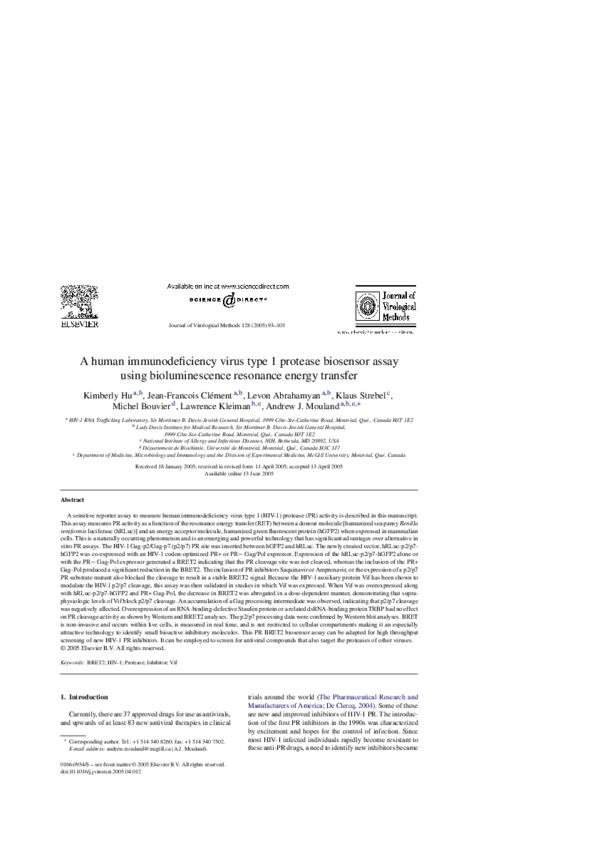 (PDF) A human immunodeficiency virus type 1 protease biosensor assay ...