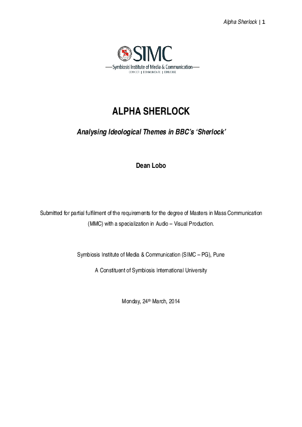 (PDF) Alpha Sherlock - Analysing Ideological Themes in BBC's Sherlock