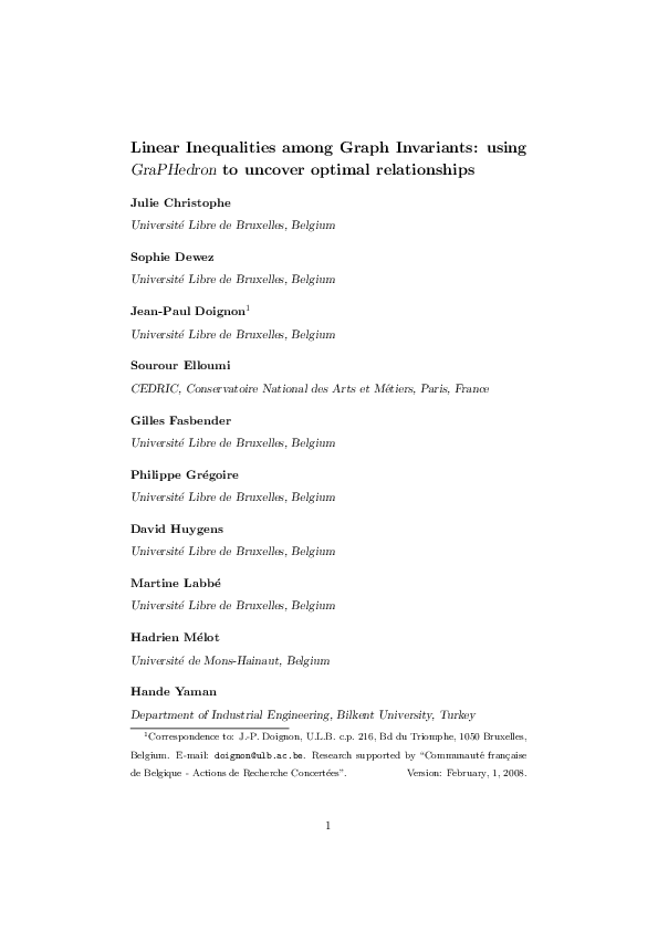 (PDF) Linear inequalities among graph invariants: Using GraPHedron to ...