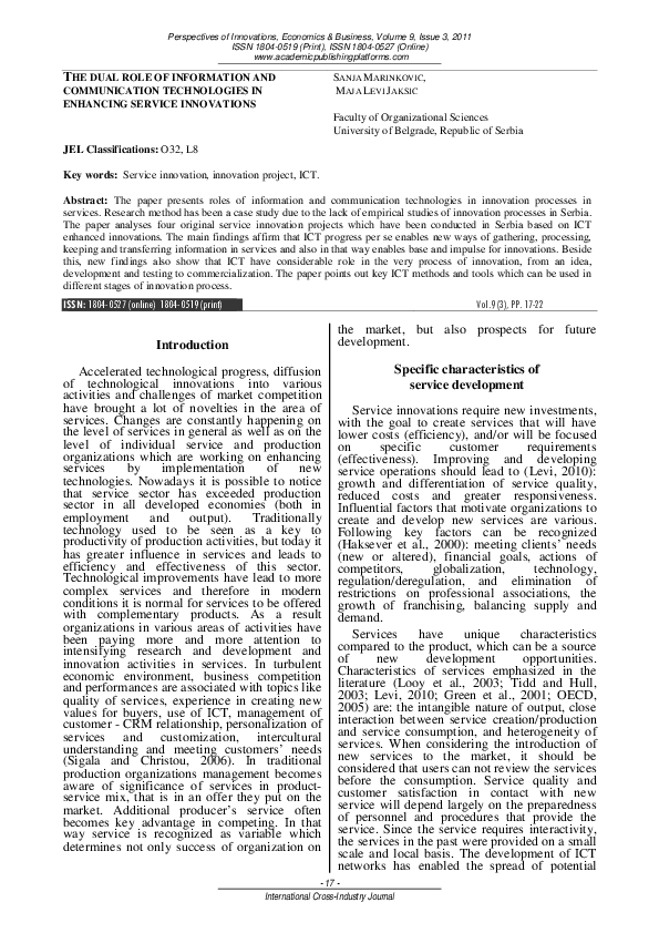 (PDF) THE DUAL ROLE OF INFORMATION AND COMMUNICATION TECHNOLOGIES IN ...