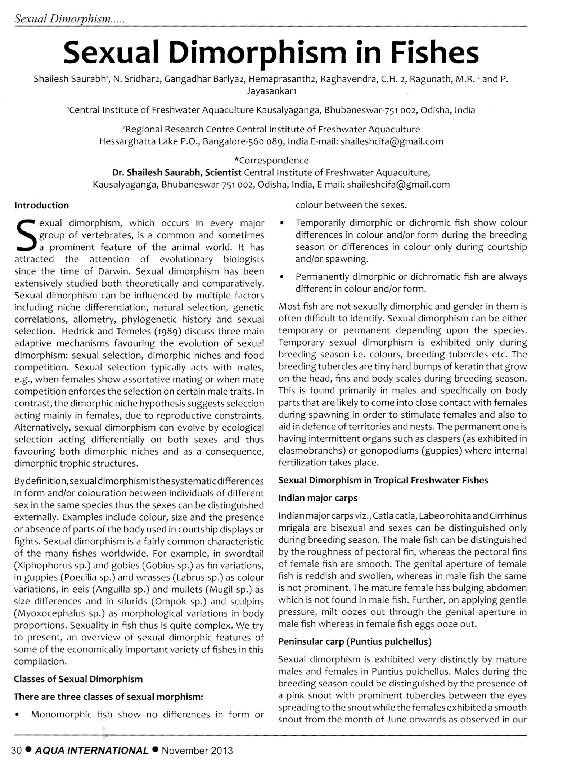 (PDF) Sexual Dimorphism in Fishes