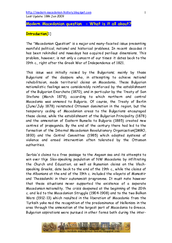 (PDF) Modern Macedonian question What is it all about Makedonas