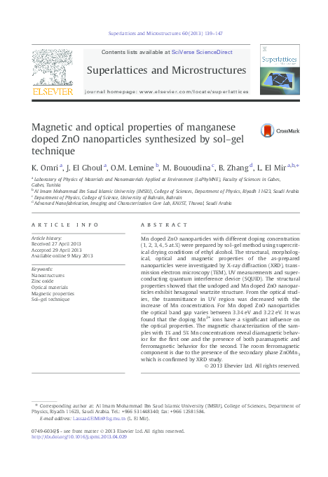 (PDF) Magnetic and optical properties of manganese doped ZnO ...