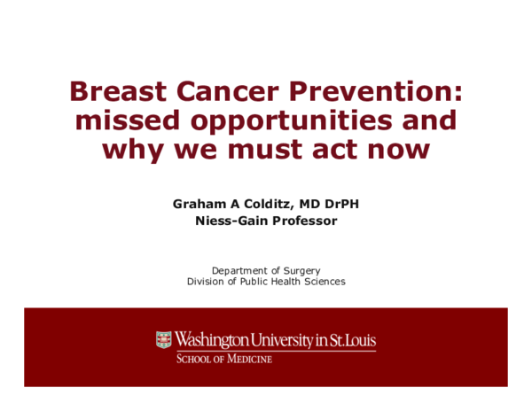 (PDF) Breast Cancer Prevention: Missed opportunities and why we must ...