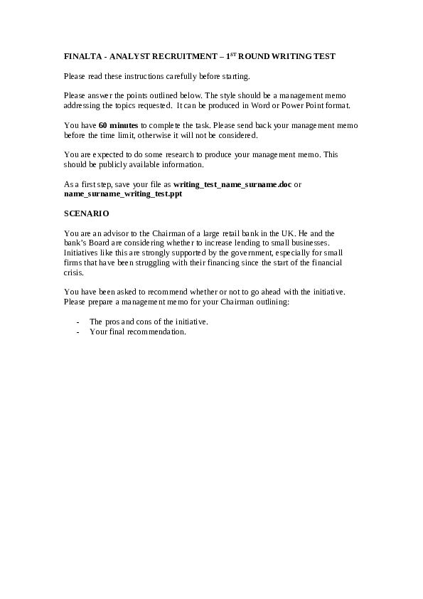 (DOC) Writing Test